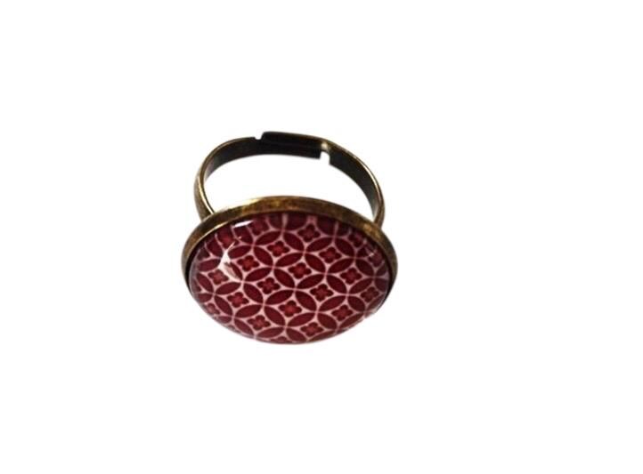 Bague cabochon fantaisie, bronze, vintage, rétro, cabochon verre