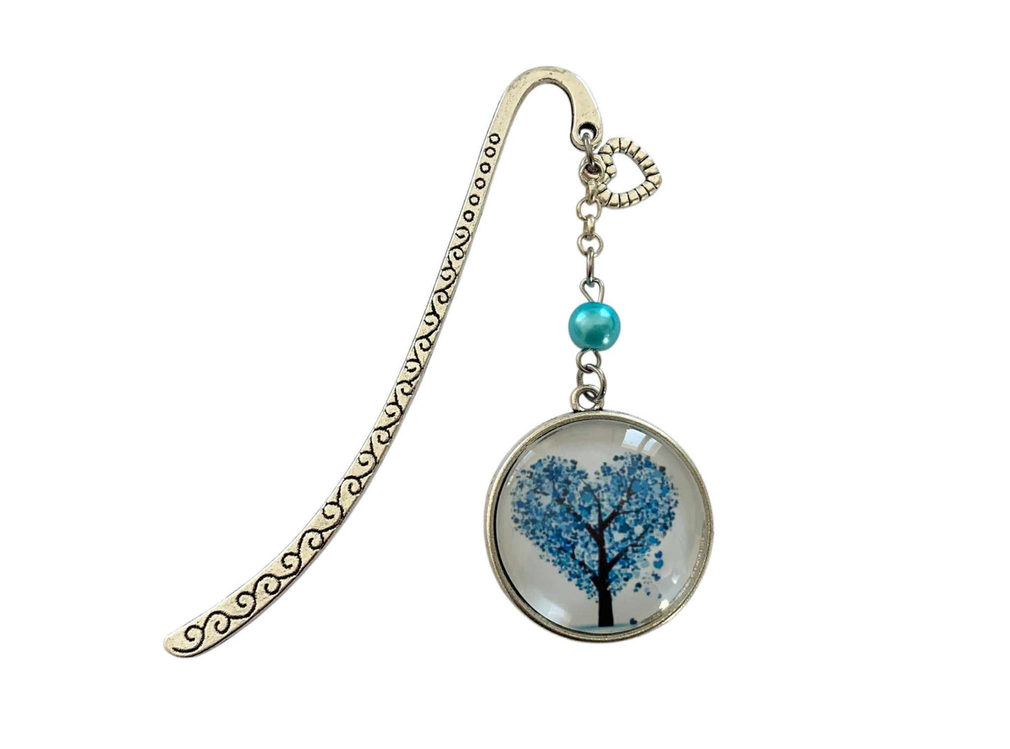 Marque page cabochon en verre, arbre de vie coeur
