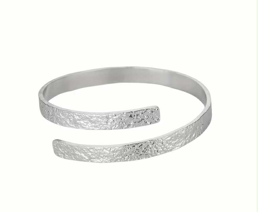 bracelet jonc martelé, acier inoxydable