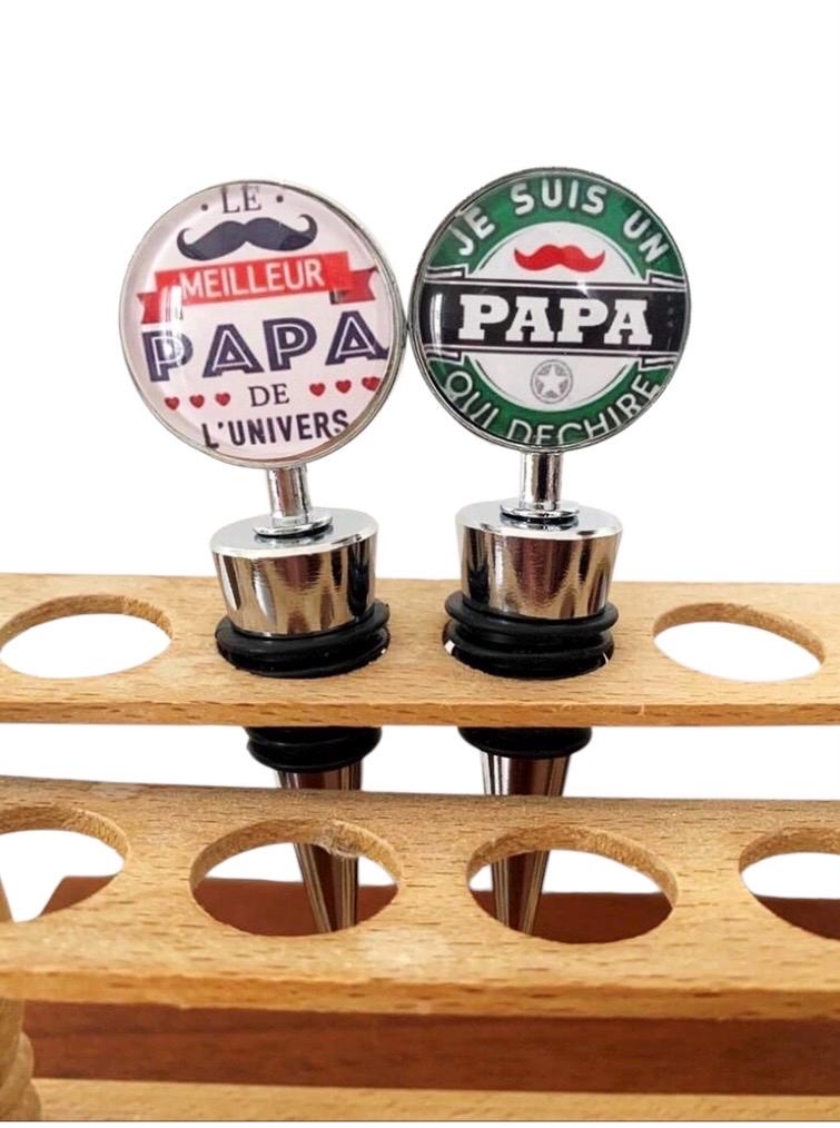 Bouchon de bouteille, je suis un papa qui déchire, et meilleur papa de l'univers, cabochon en verre