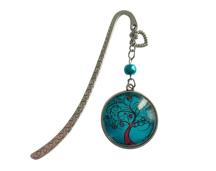 Marque page cabochon en verre, arbre de vie