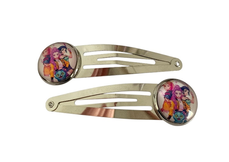 Paire de barrettes argentées, K pop