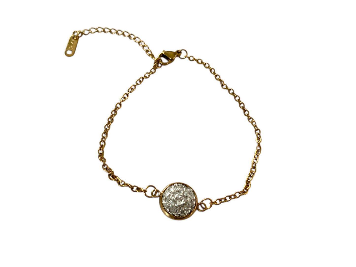 Bracelet doré, paillettes, en acier inoxydable
