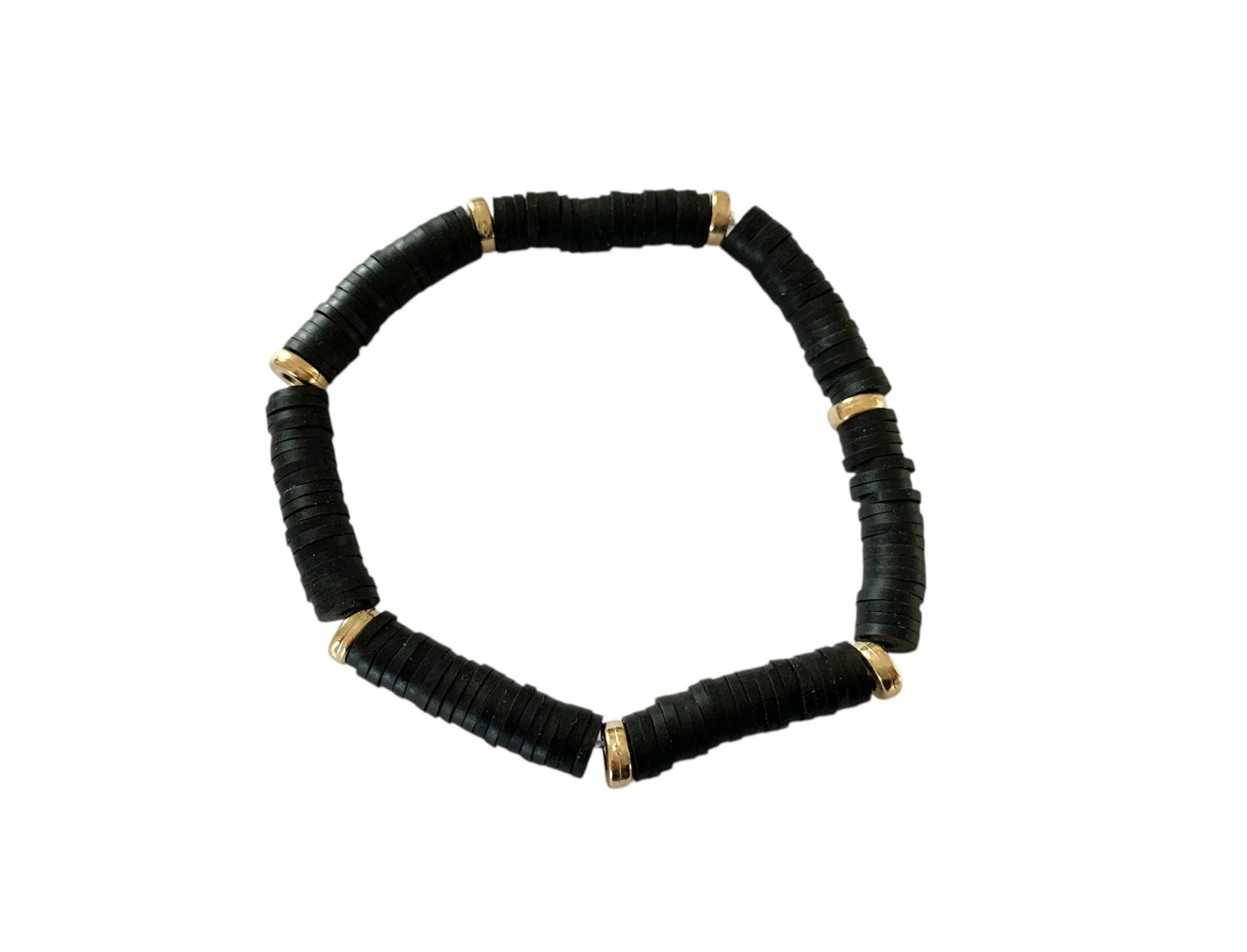 Bracelet, perles noires, perles heishi