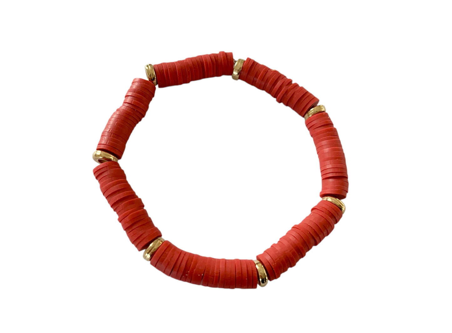 Bracelet, perles rouge foncé, perles heishi