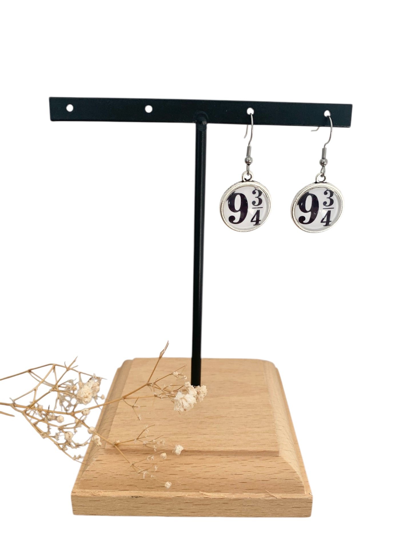 Boucles d’oreilles cabochons pendantes, argentées, harry