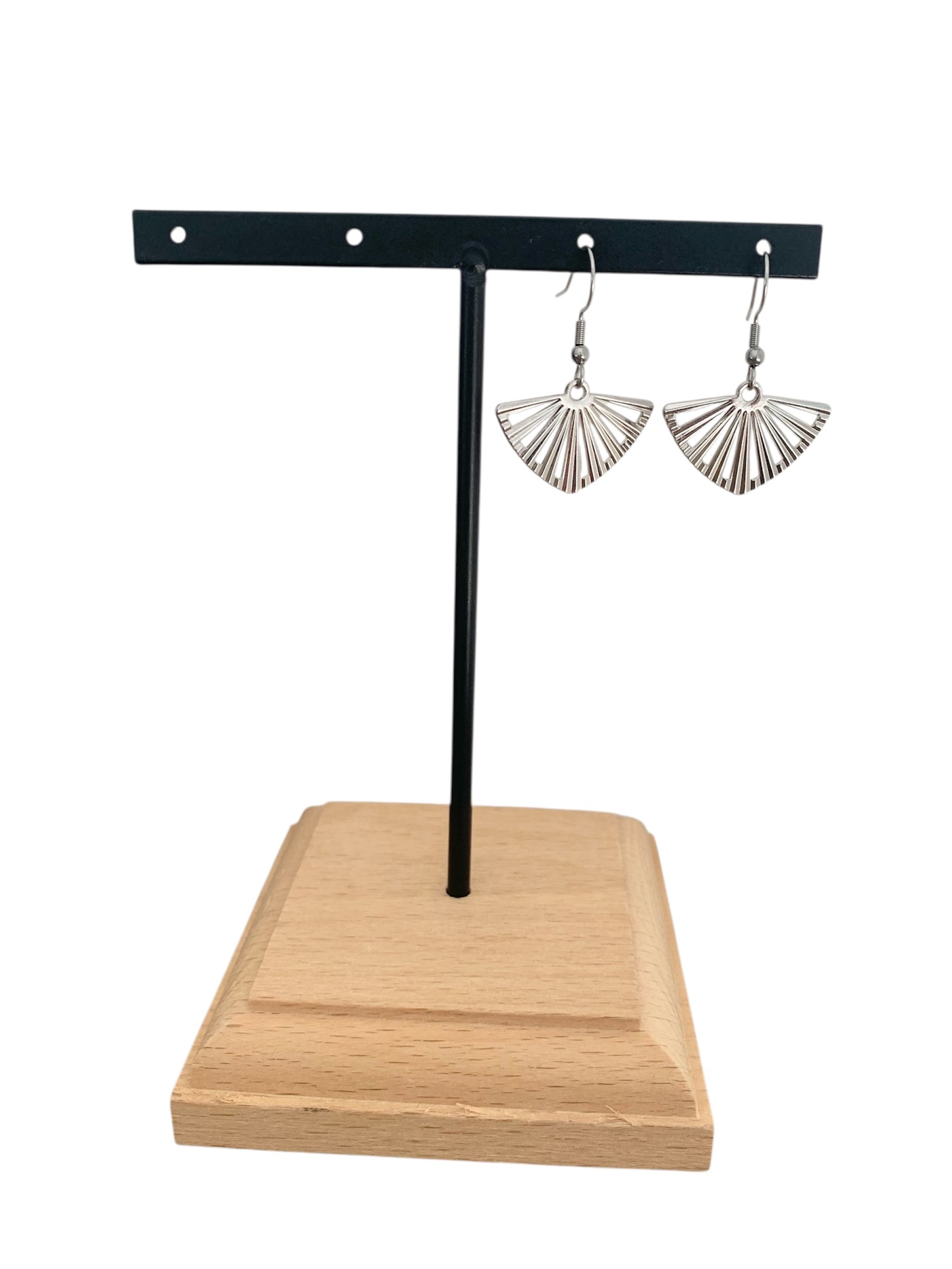 Boucles éventail, acier inoxydable, argentées