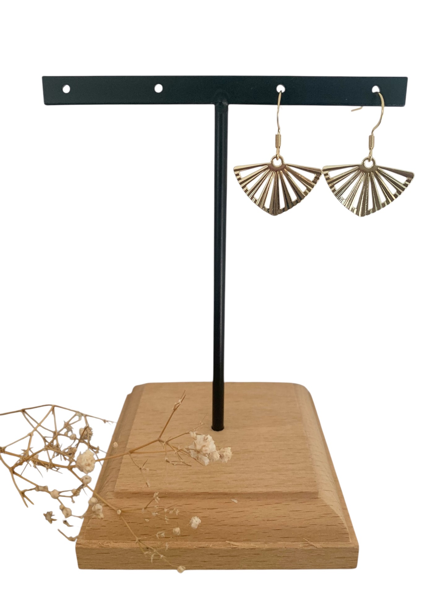 Boucles éventail, acier inoxydable, dorées