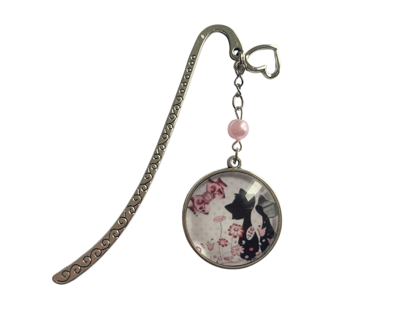 Marque page cabochon verre chats