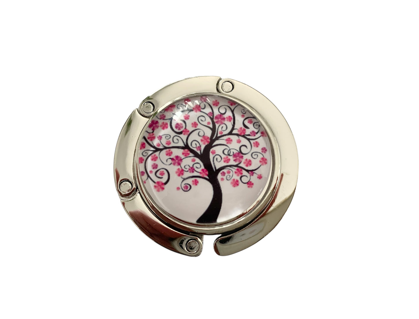 Accroche sac, décoré avec cabochon en verre, arbre de vie