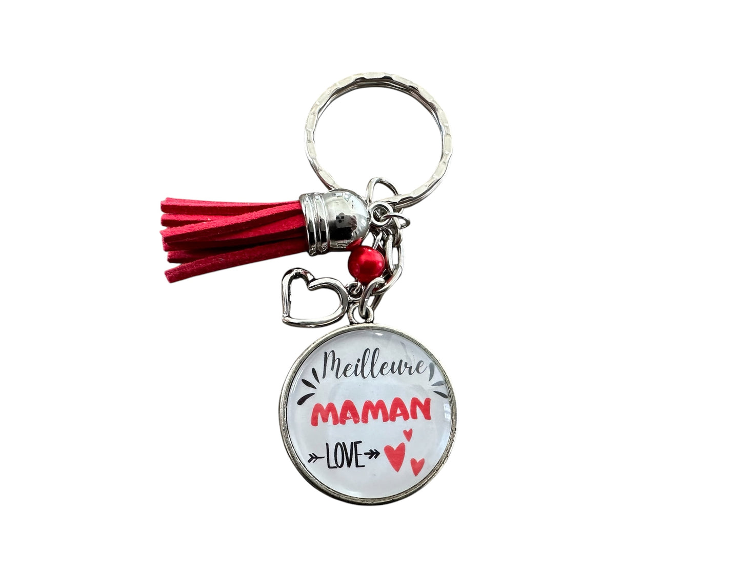 Porte clé ou bijou de sac, meilleure maman, cabochon en verre