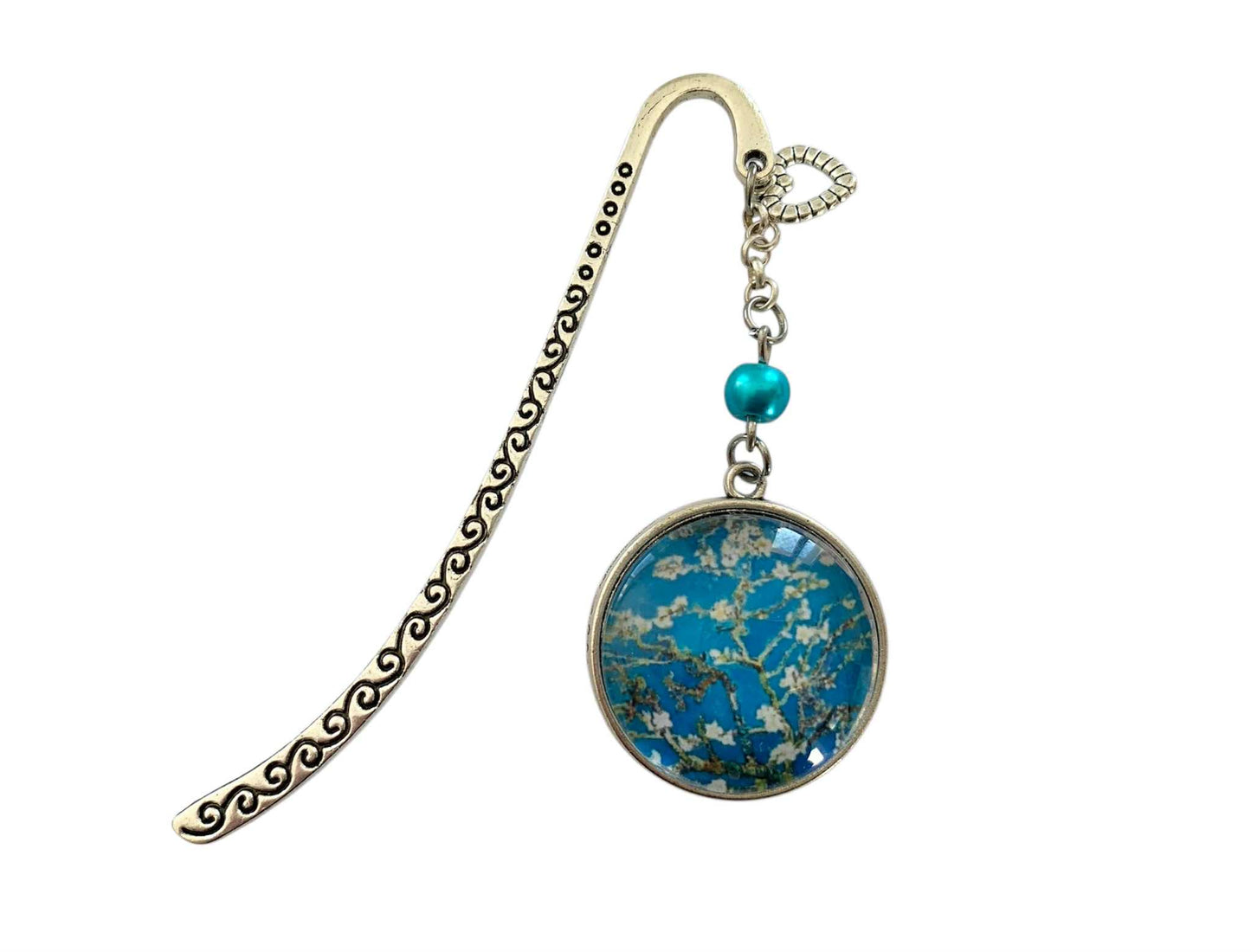 Marque page cabochon en verre, amandiers de Van Gogh