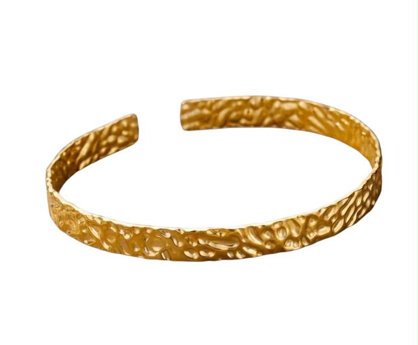 bracelet jonc martelé, acier inoxydable