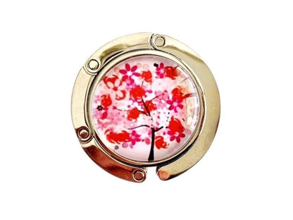 Accroche sac, décoré avec cabochon en verre, arbre de vie
