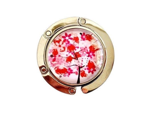 Accroche sac, décoré avec cabochon en verre, arbre de vie