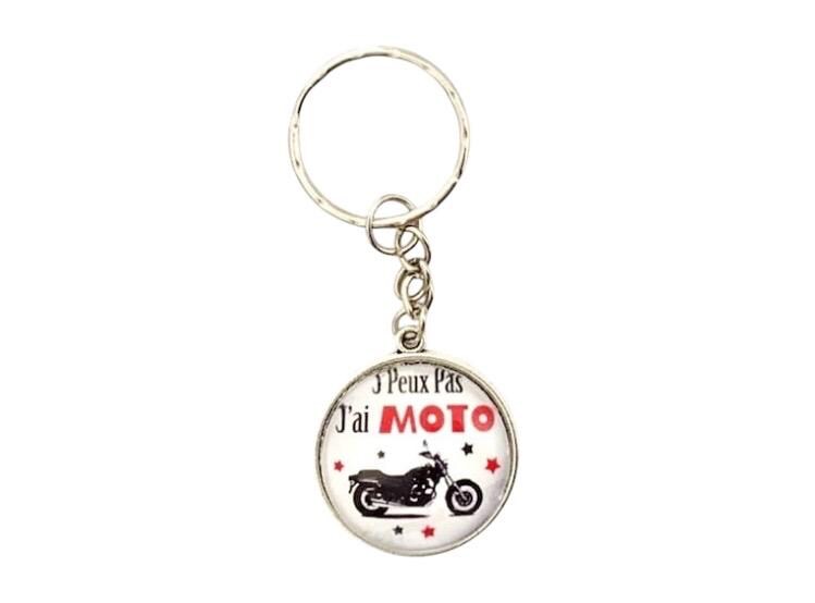 Porte clé cabochon je peux pas j'ai moto