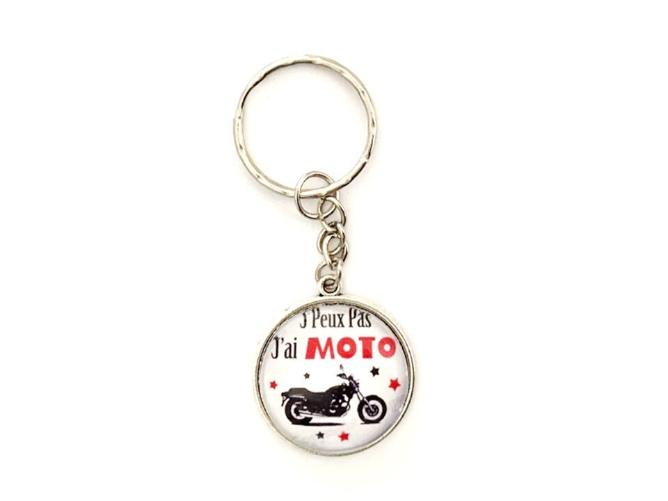 Porte clé cabochon je peux pas j'ai moto
