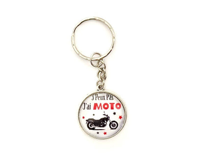 Porte clé cabochon je peux pas j'ai moto