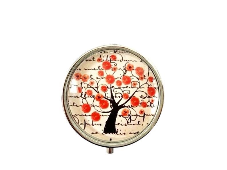 Pilulier de poche, voyage, pour sac à main, arbre de vie, boîte à pilules, médicaments, cabochon en verre