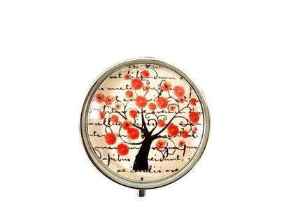 Pilulier de poche, voyage, pour sac à main, arbre de vie, boîte à pilules, médicaments, cabochon en verre