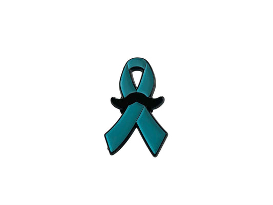 Pin’s Ruban bleu avec Moustache – Sensibilisation Cancers Masculins & Movember
