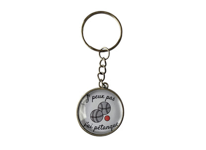 Porte clé cabochon "jpeux pas j'ai pétanque"