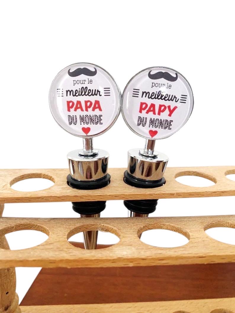 Bouchon de bouteille, Pour le meilleur papa, papy du monde, cabochon en verre