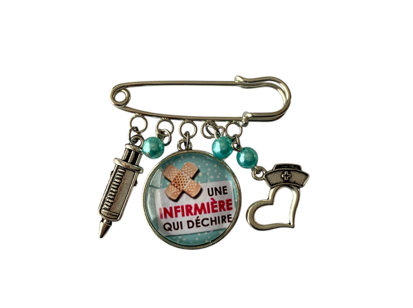 Broche cabochon pour infirmière qui déchire