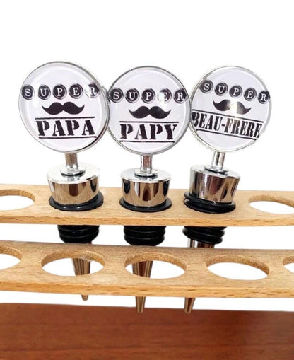 Bouchon de bouteille, Super papa, papy, beau frère, cabochon en verre
