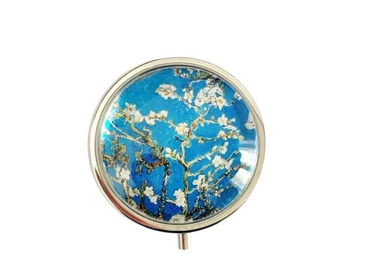 Pilulier de poche, voyage, pour sac à main, amandiers Van Gogh, boîte à pilules, médicaments, cabochon en verre