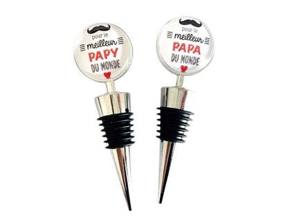 Bouchon de bouteille, Pour le meilleur papa, papy du monde, cabochon en verre