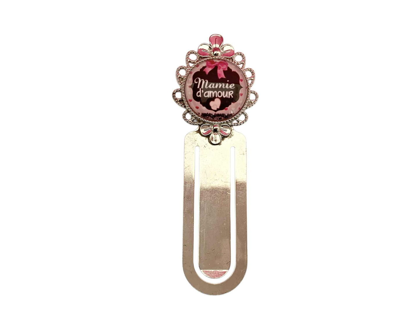 Marque page cabochon en verre,  mamie d'amour