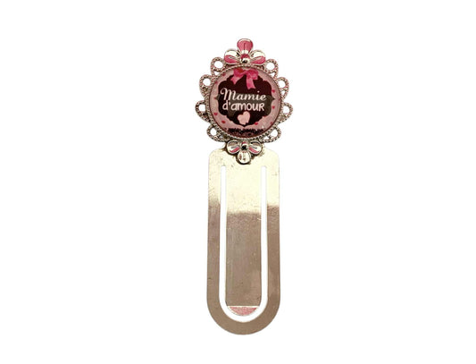 Marque page cabochon en verre,  mamie d'amour