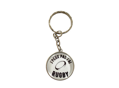 Porte clé cabochon "jpeux pas j'ai rugby"