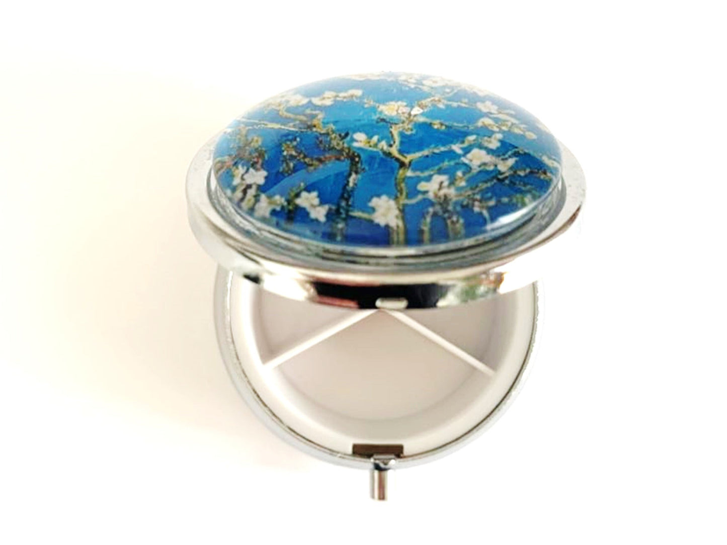 Pilulier de poche, voyage, pour sac à main, amandiers Van Gogh, boîte à pilules, médicaments, cabochon en verre