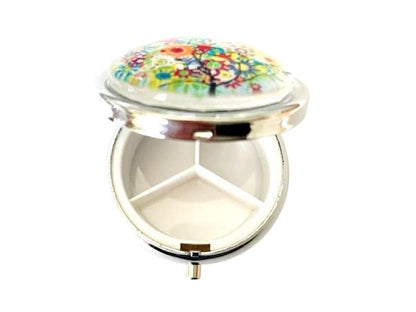 Pilulier de poche, voyage, pour sac à main, arbre de vie, boîte à pilules, médicaments, cabochon en verre