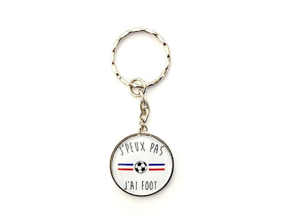 Porte clé cabochon "jpeux pas j'ai foot"