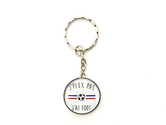 Porte clé cabochon "jpeux pas j'ai foot"
