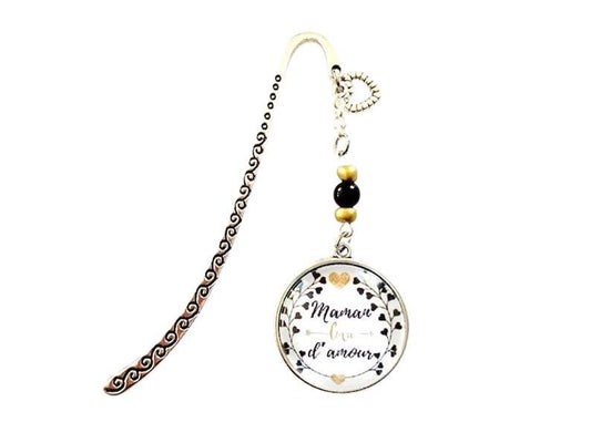 Marque page cabochon en verre,  maman d'amour