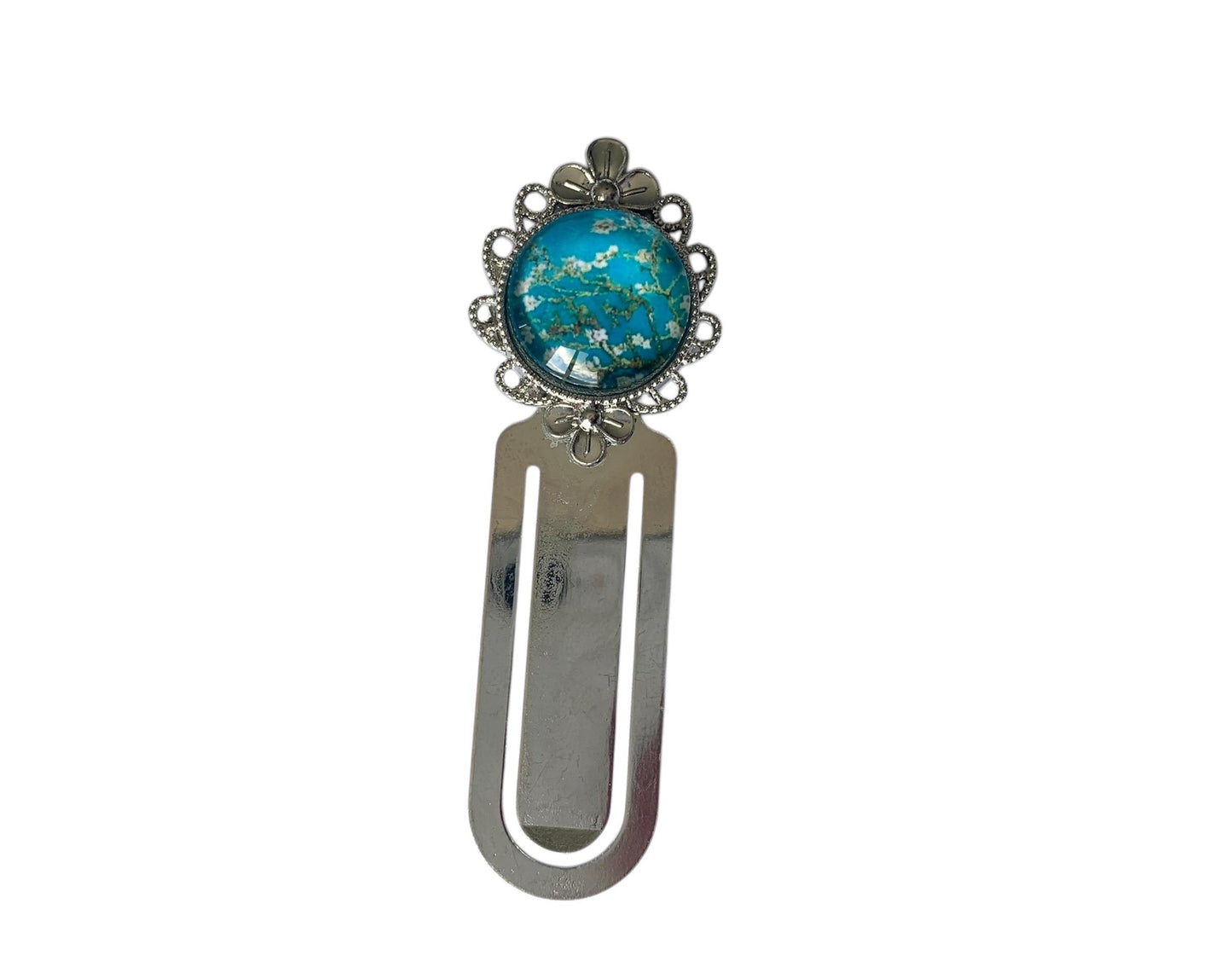 Marque page cabochon amandiers, van gogh