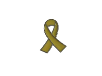 Pin's Ruban jaune, sensibilisation au cancer pédiatrique, au suicide, endométriose
