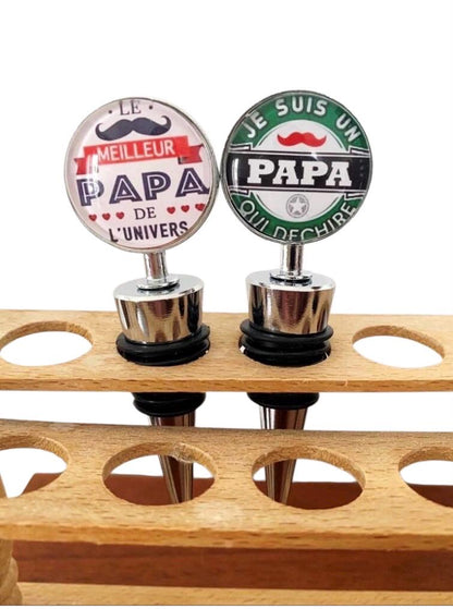 Bouchon de bouteille, je suis un papa qui déchire, et meilleur papa de l'univers, cabochon en verre