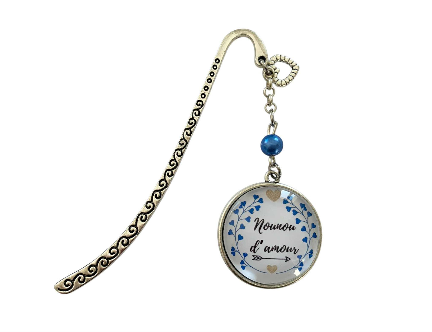 Marque page cabochon en verre,  nounou d'amour
