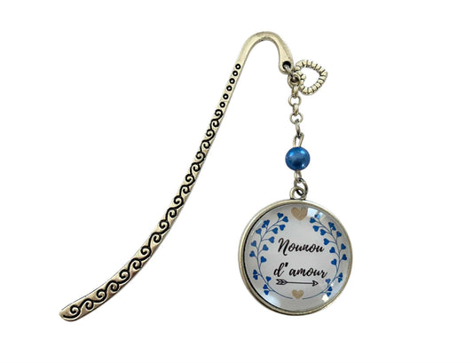 Marque page cabochon en verre,  nounou d'amour