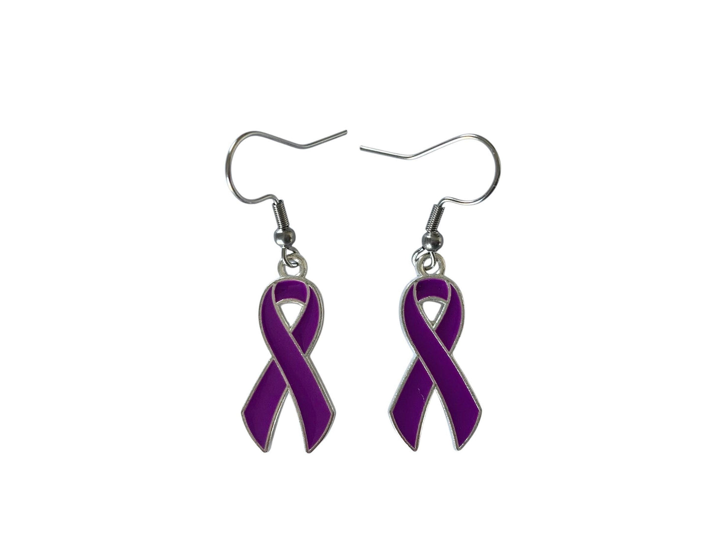 Boucles d’Oreilles Ruban Violet – Bijou de Soutien & Sensibilisation tous les cancers  et autres – Cadeau Solidaire Lutte contre le cancer - Février Lilas