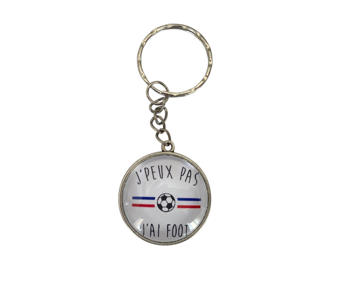 Porte clé cabochon "jpeux pas j'ai foot"