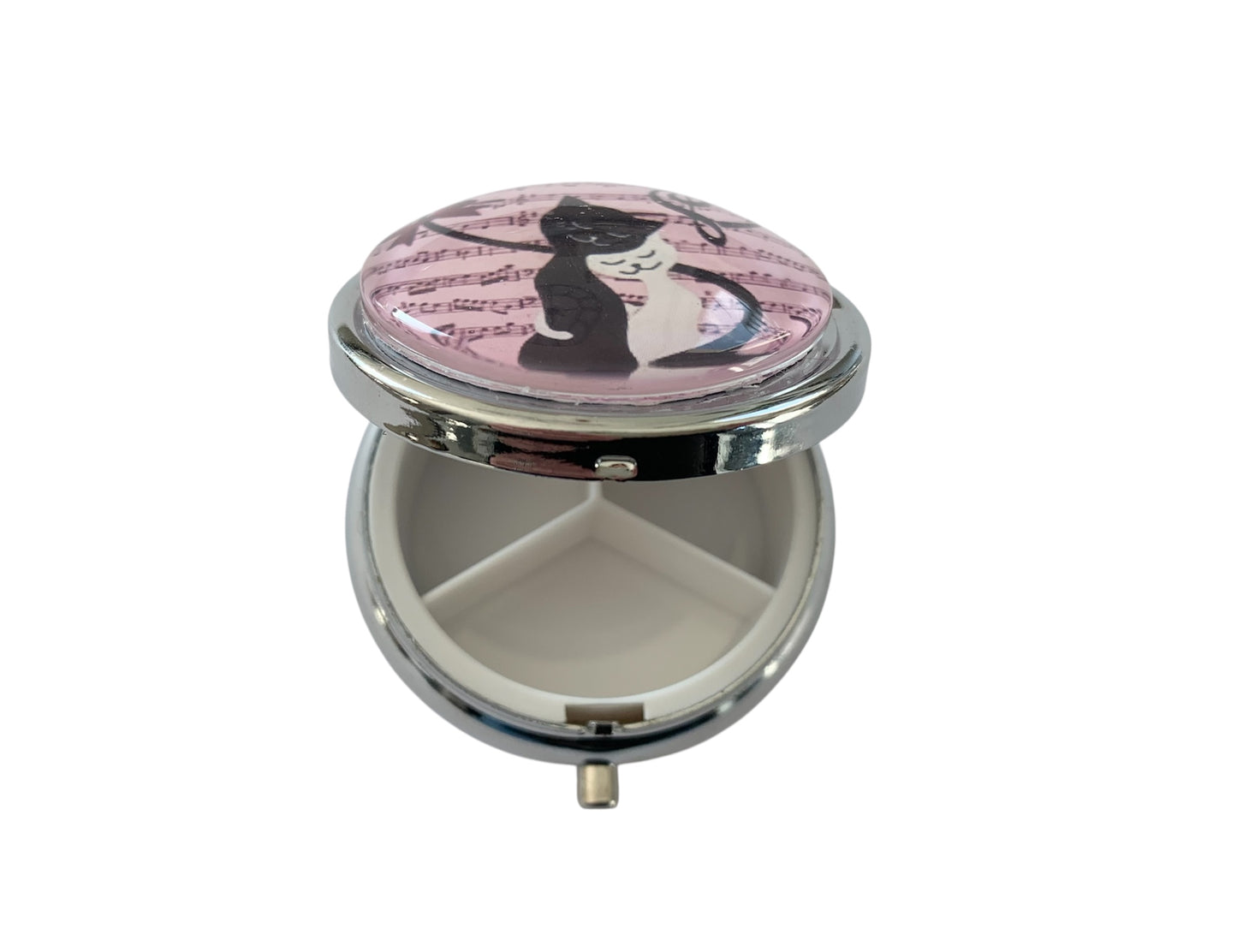 Pilulier de poche, voyage, pour sac à main, chats, boîte à pilules, médicaments, cabochon en verre