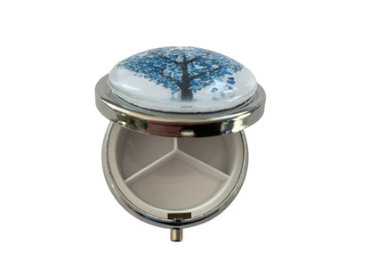 Pilulier de poche, voyage, pour sac à main, arbre de vie coeur, boîte à pilules, médicaments, cabochon en verre