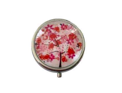 Pilulier de poche, voyage, pour sac à main, arbre de vie, boîte à pilules, médicaments, cabochon en verre