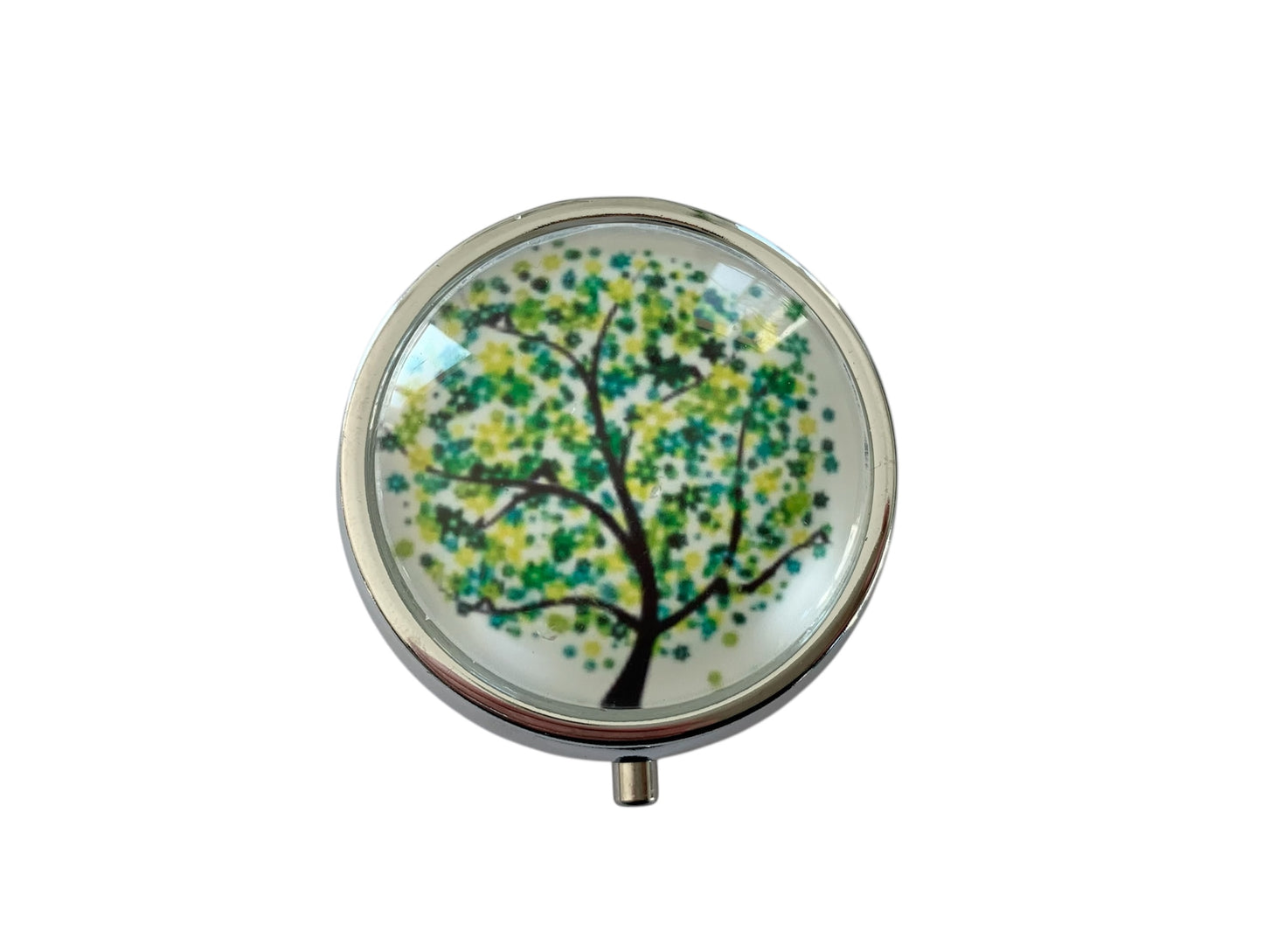 Pilulier de poche, voyage, pour sac à main, arbre de vie, boîte à pilules, médicaments, cabochon en verre